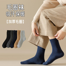 加厚羊毛袜子男冬季中筒袜加绒保暖男士羊绒长筒袜秋冬季复古袜潮