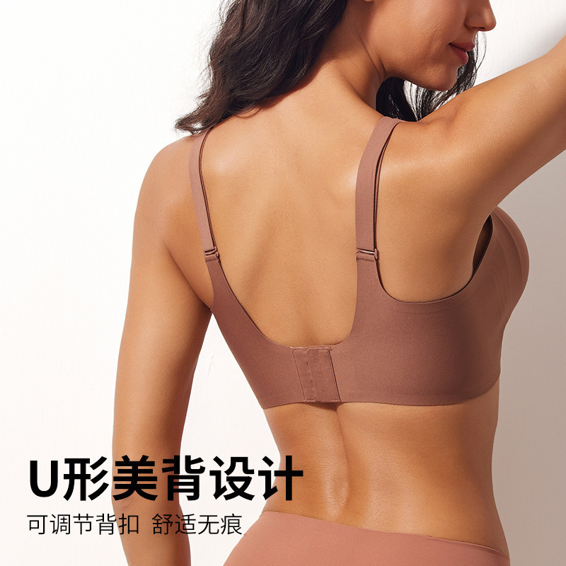 国境を越えた貿易ゼリー接着剤下着女性のシームレスな大きいサイズの大きな胸のブラジャープッシュアップ胸薄いワイヤーフリーブラジャー|undefined