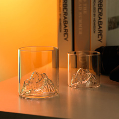 Japanese Whiskey Cup Hidden Mountain Wine Cup Viewing Mount Fuji Cup Heat-Resistant Tea Set Glass Tea Cup Art Ins Style