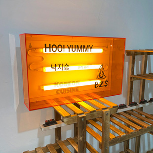 Door sign led color transparent Korean ins neon light emitting billboard logo acrylic light box