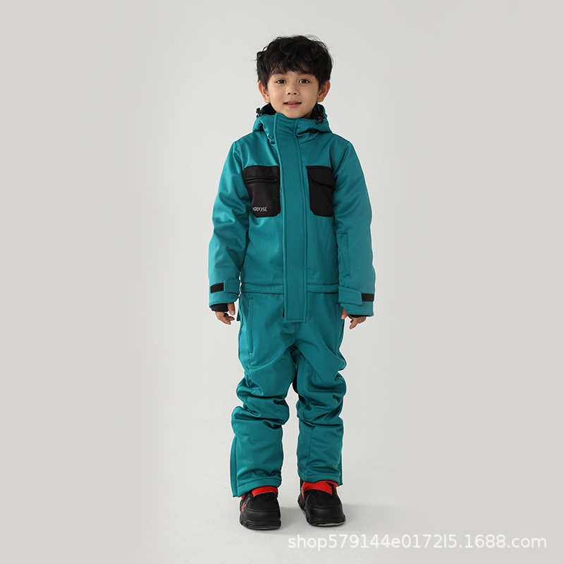 Airpose niños de una sola pieza traje de esquí niños y niñas tablero doble tablero impermeable cálido engrosado bebé traje de esquí