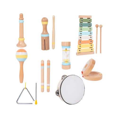 Orff Percussion Instrument Set for Children's Early Education, including eight-tone xylophone, rattle, shaker, castanets, musical toys