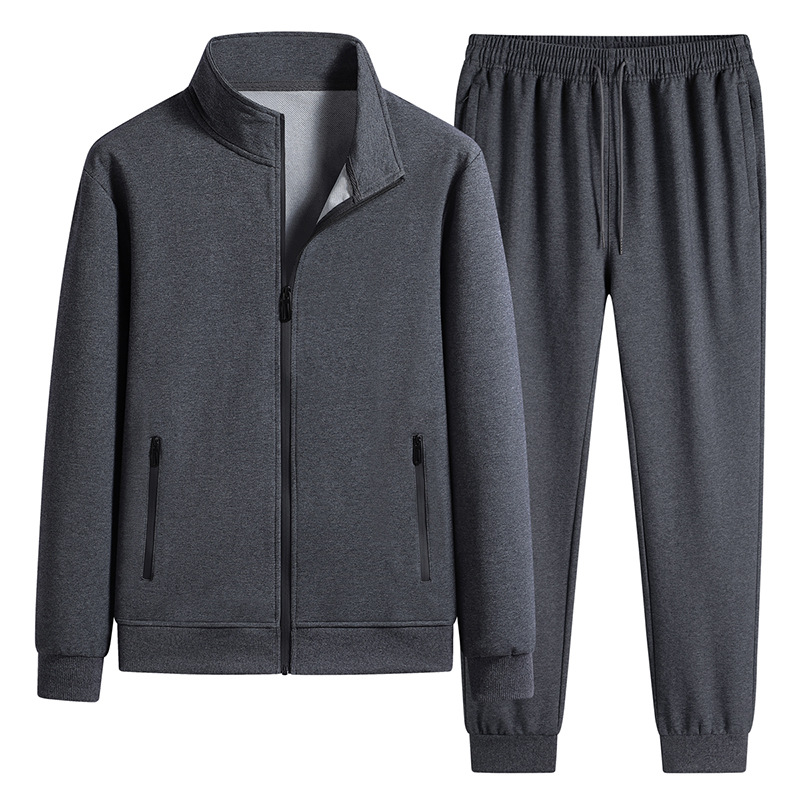 Trajes deportivos de algodón transfronterizo, cardigans de dos piezas, trajes deportivos de mediana edad, cuello de padre, suéter para hombres. image 8