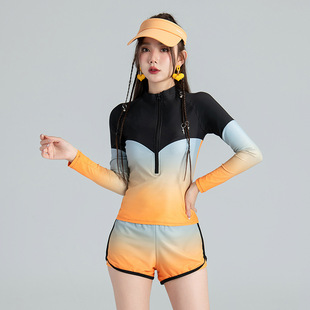 2023 new diving suit women's two-piece swimsuit women's conservative slimming long sleeve sun protection quick-drying women's sports swimsuit