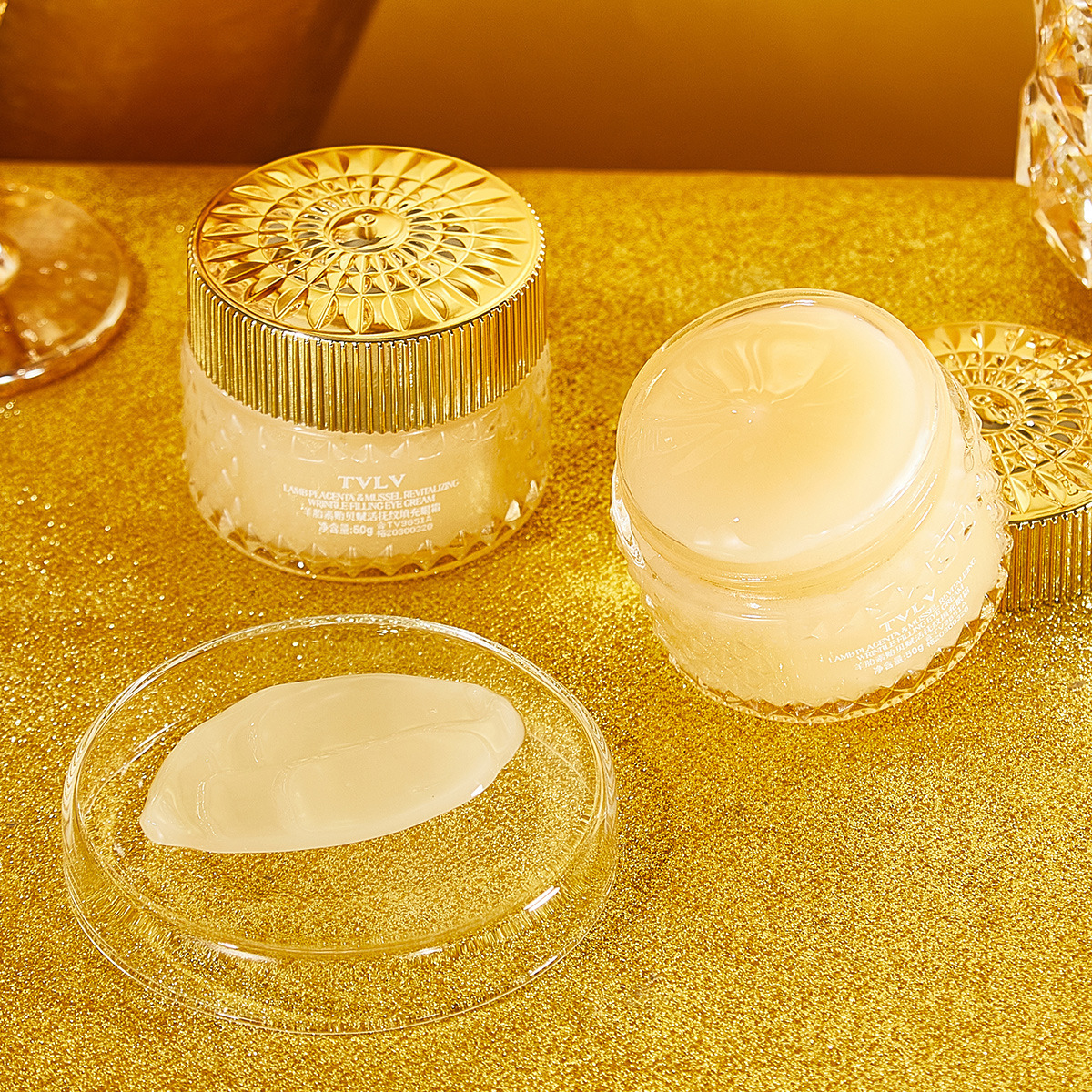 TVLV oveja placenta mejillón revitalizante suavizante relleno de ojos crema ligera mejora de las líneas finas alrededor de los ojos, apretado y levantamiento de los ojos