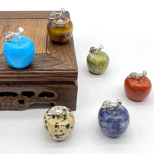 Cross-border best-selling natural crystal agate jade small apple ornament multi-colored peace Christmas gift
