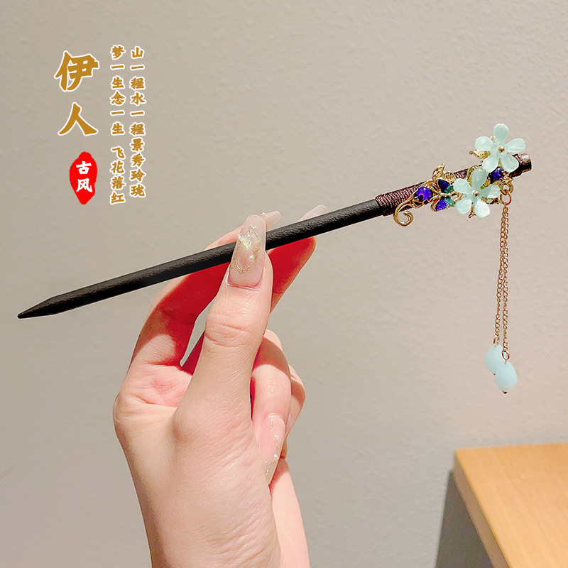 Pinzas de cabello de madera para mujeres nuevos pinzas de estilo chino de alto nivel diarios vestido de caballo de viaje antiguo sándalo bandeja de cabello pinzas de cabello tocado