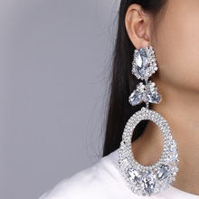 速卖通热销镂空几何耳环欧美夸张个性长款时尚圆形耳饰女Earrings
