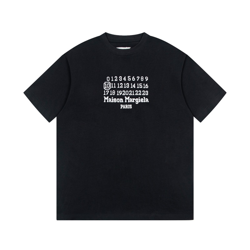 Margiela Mm6 Calendar Letter and Number Cross-Border Short-Sleeve T-Shirt with Inverted Embroidery for Men and Women