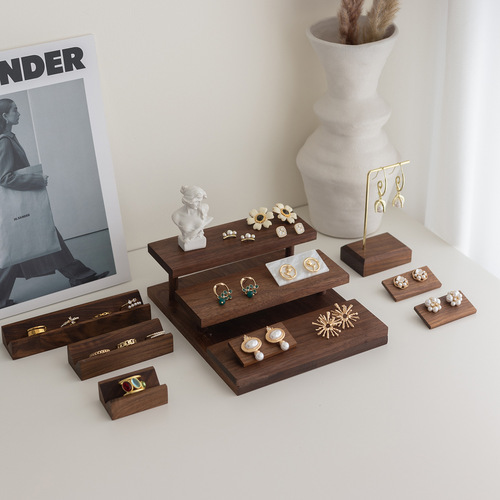 Walnut jewelry display props jewelry tray earrings necklace bracelet ladder display stand jewelry solid wood base
