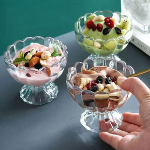 Spot Creative Ice Cream Yogurt Bowl Transparent Petal Lotus Goblet Home Dessert Ornaments Living Room Decoration