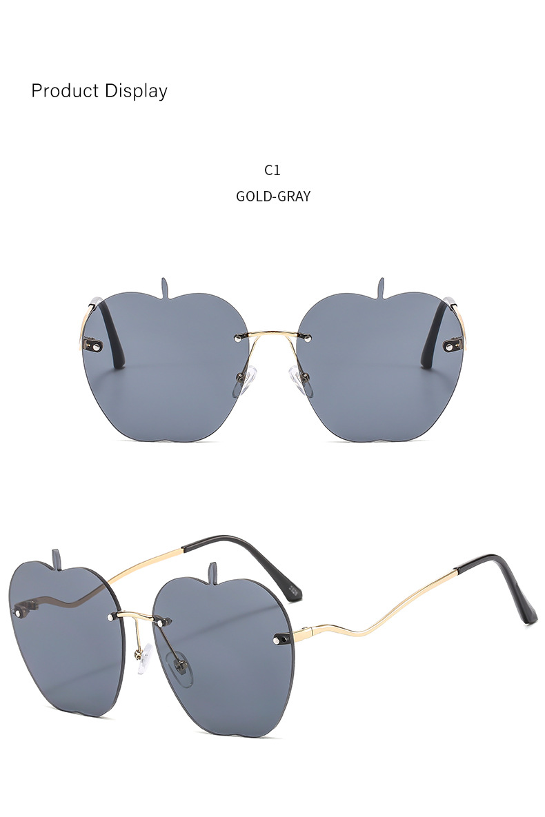 50g Weight Frameless Glasses Structure Sunglasses Classification PC, UV400 Protection, Gradient Tinted Lenses Lens Material Square Glasses Style Outdoor, Travel, Beach Occasion Apple Pattern All Seasons Season Unisex Gender Vacation, Novelty Style Vacation Novelty Apple PC UV400 Protection Gradient Tinted Lenses Square Frameless Women's Sunglasses 3