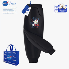 NASA帅气奥特曼裤子秋冬款时尚儿童加绒宽松运动裤男童透气长裤