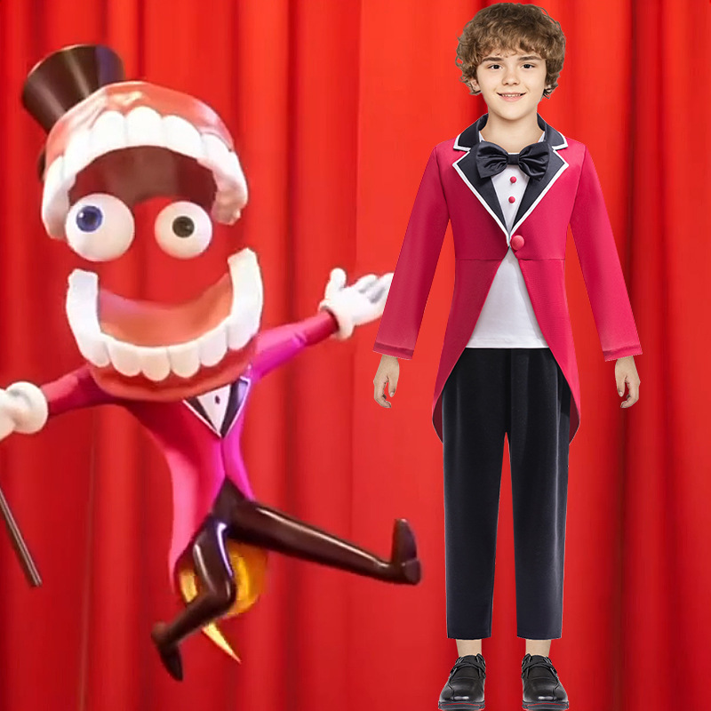 European and American New Children's Dress Set Cosplay Caine's Amazing Digital Circus Halloween Performance Costume European and American New Children's Dress Set Cosplay Caine's Amazing Digital Circus Halloween Performance Costume