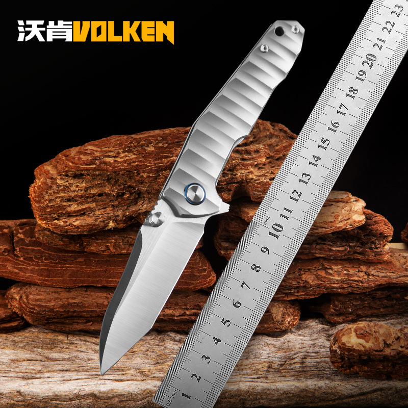 大号折刀户外便携折叠刀露营多功能小刀钛合金轴承快开野营随身刀