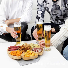 木製朝食トレイホームクリエイティブパーソナライズラウンド分割食事トレイスナックナッツスナック木製プレート