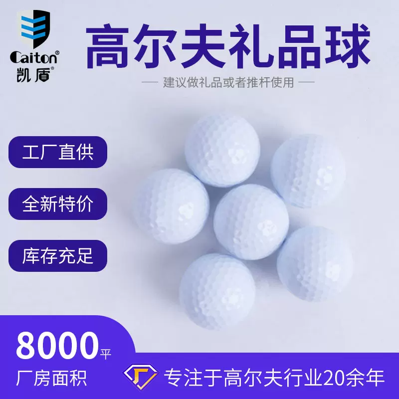 caiton全新高尔夫球两层空白礼品球沙林材质高尔夫白色推杆练习球