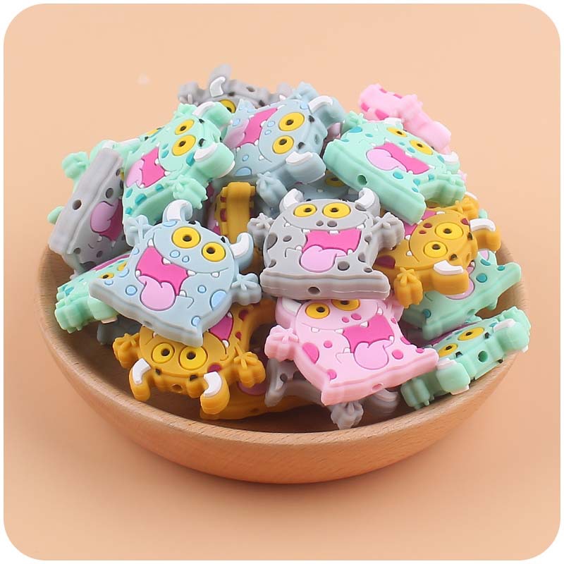 Bebé suministros de dibujos animados animal monstruo mordedor creativo DIY bebé molar pezón cadena anti-caída cadena Accesorios