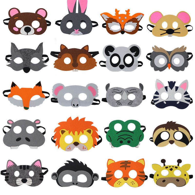 Children's Day Headwear Non-woven Cartoon Animal Mask Frog Tiger Kindergarten Performance Props Eye Mask