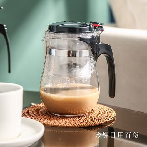Manufacturer's new heat-resistant glass stainless steel filter teapot multi-purpose flower teapot high temperature resistant glass tea set wholesale