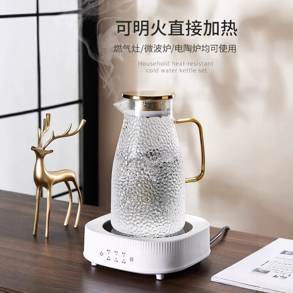 Botella de agua fría engrosada al por mayor vidrio de borosilicato resistente a altas temperaturas para el hogar de gran capacidad botella de agua hervida fría juego de tetera