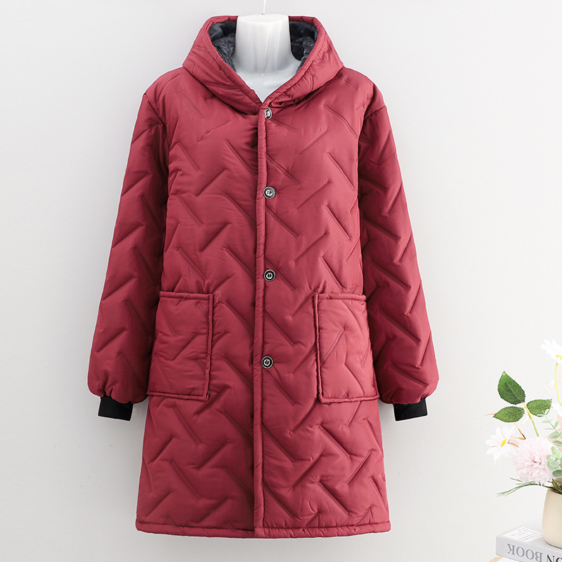 Nuevo algodón intercalado y camelera de abrigo impermeable, abrigo de invierno para madres a prueba de viento, abrigo largo y duradero
