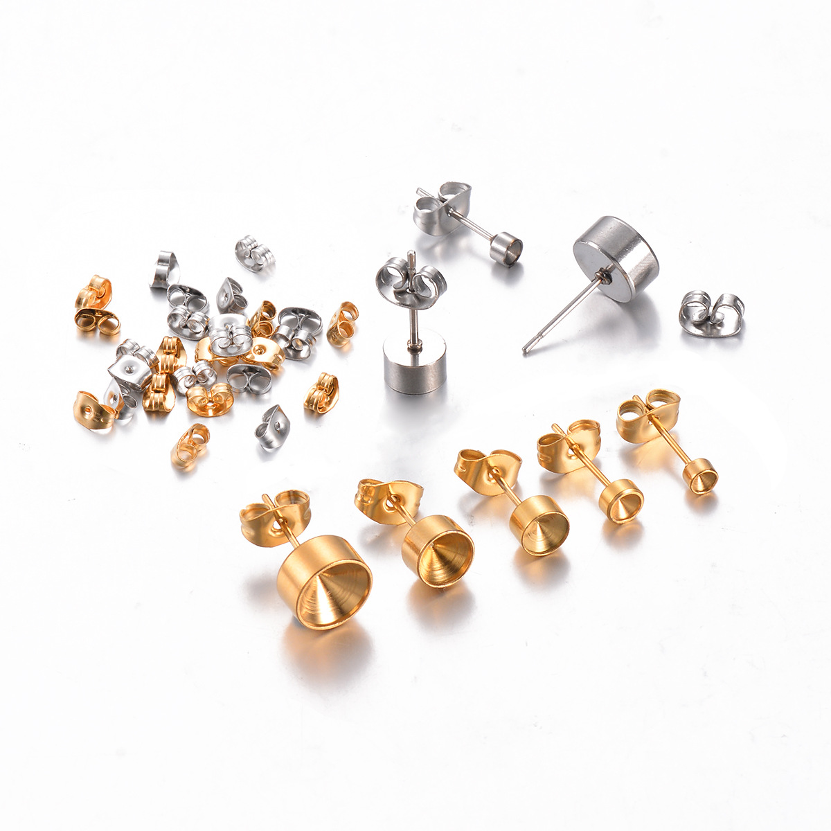 20 PCS/Package Stainless Steel Solid Color Ear Stud Accessories Simple Style display picture 3