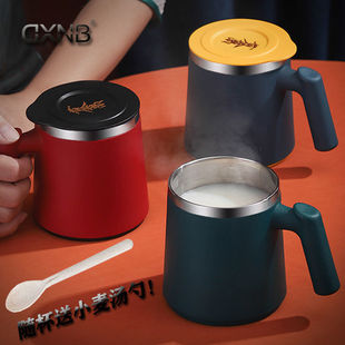 304 Stainless Steel Insulated Water Cup with Lid Anti-Fall Office Worker Mug Office Couple Ins Milk Coffee Cup