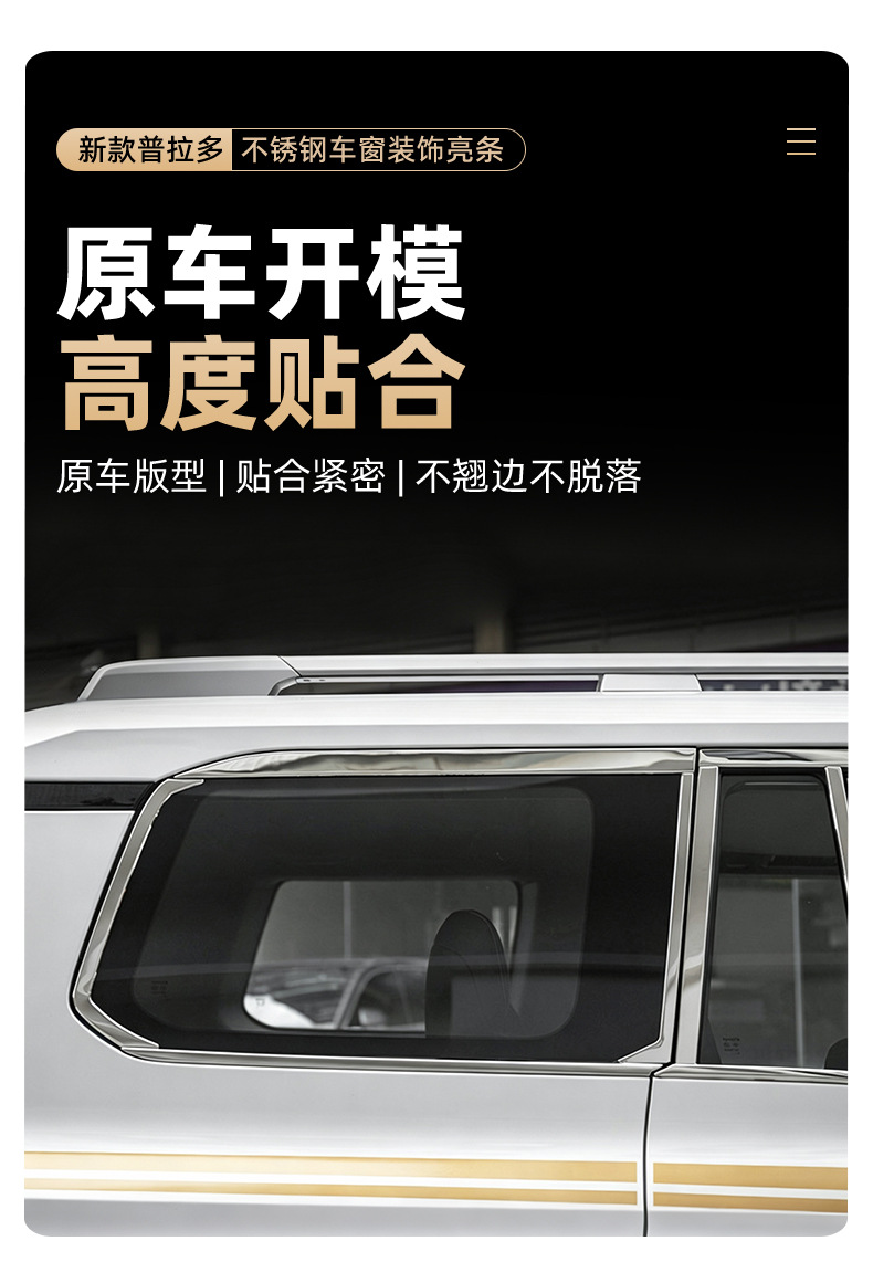 Suitable for 2024-2027 Toyota Prado models: stainless steel window trim, window decoration, and decorative strips