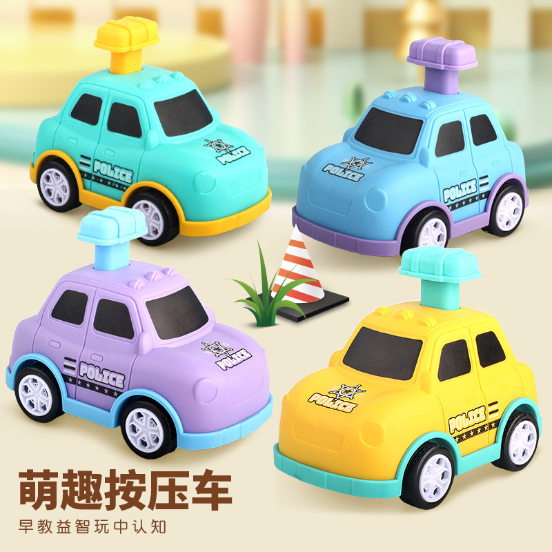 New Children's Inertia Press Pull-Back Car Model Small Police Car Street Stall Wholesale Doll Machine Kindergarten Toys
