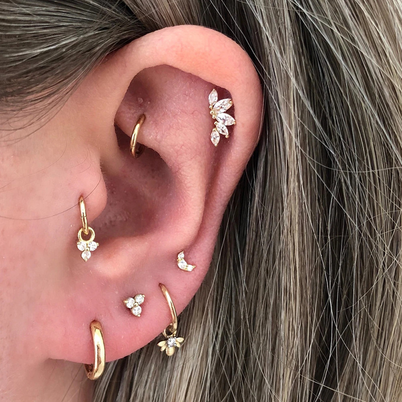 Women'S Gender Inlay Design 1 Piece 925 Sterling Silver Zircon Solid Color Ear Studs