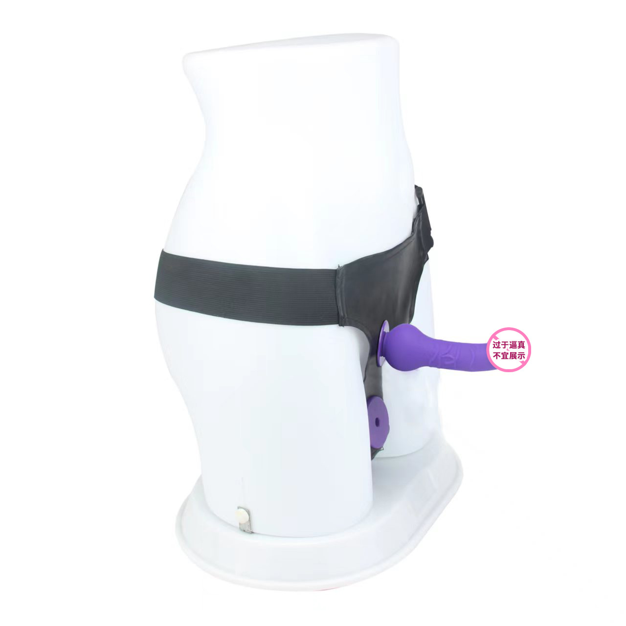 Dual-Head Wearable Strapless Dildo, Black Silicone-Style Couples Toy — detail image 2