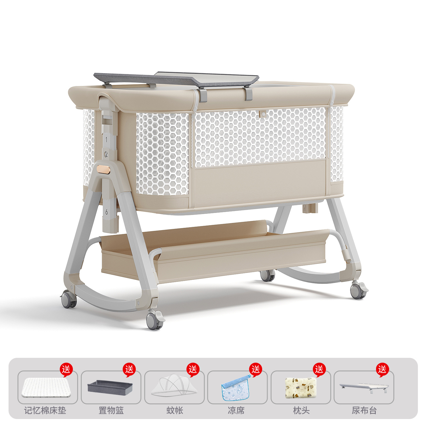 Cama de bebé móvil portátil cuna cama plegable multifuncional BB cama para recién nacidos empalme cama grande