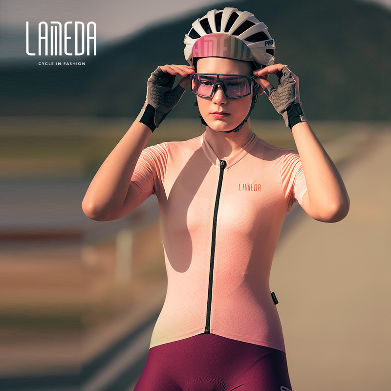 兰帕达新款夏专业骑行短袖女山地自行车透气快干自行车紧身骑行服
