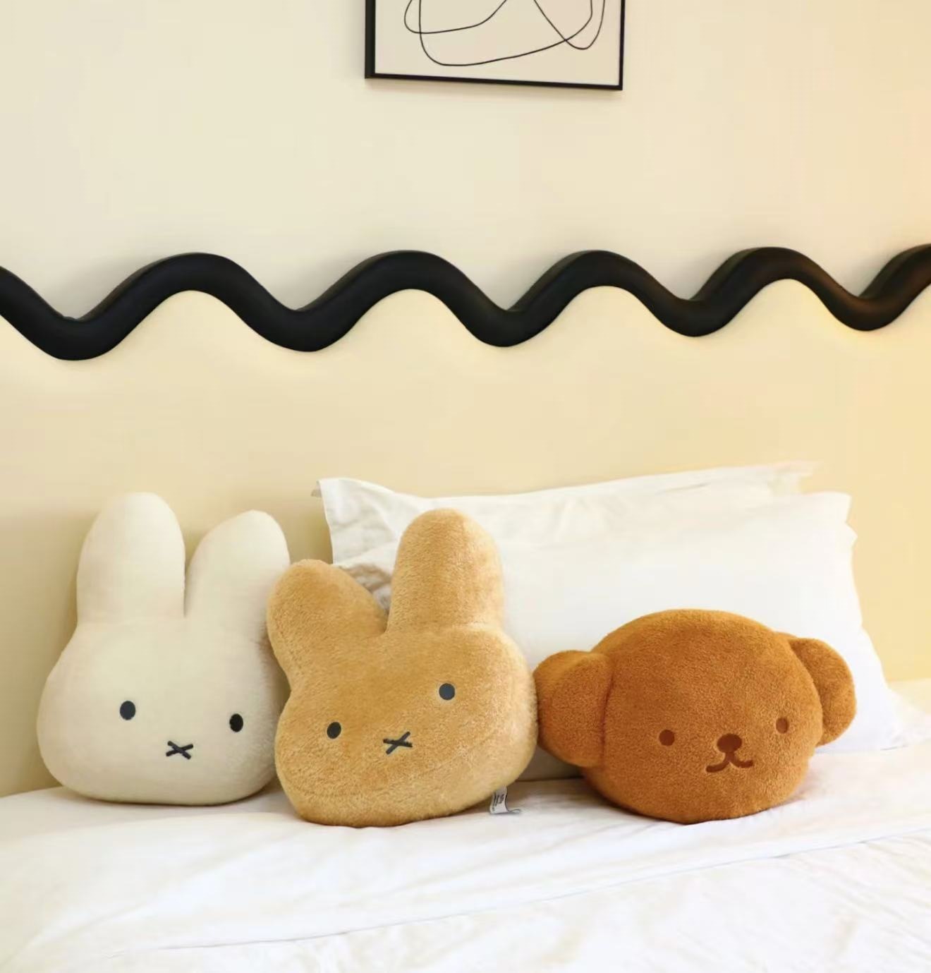 Miffy Rabbit Doll Rabbit Head Pillow Bear Head Cushion Dormitory Bedside Cushion Office Chair Cushion Nap Pillow Wholesale