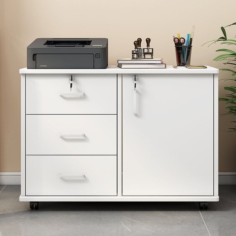 Storage Cabinet, Simple Office Under-Desk Storage File Cabinet with Lock and Drawers, Multi-Layer Wooden Movable Storage Cabinet Storage Cabinet, Simple Office Under-Desk Storage File Cabinet with Lock and Drawers, Multi-Layer Wooden Movable Storage Cabinet