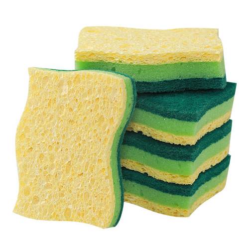Wood pulp sponge dishwashing sponge, thick double-sided non-stick household cloth, kitchen cleaning magic brush, pot scrubber