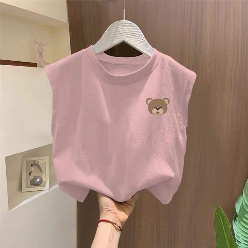 100% Breathable Cartoon Print Children's Vest Boys' Sleeveless T-Shirt Baby Summer New Thin Loose Summer Clothing