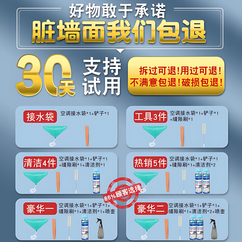 herramienta de limpieza de aire acondicionado conjunto completo de bolsas de agua cubierta de agua colgante máquina interior limpieza protector conjunto cubierta impermeable