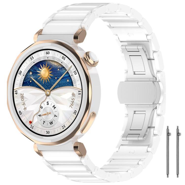 Aplicable para Huawei GT5Pro / GT5 / GT418mm correa de acero inoxidable cerámica hebilla de mariposa correa de cadena de tres cuentas