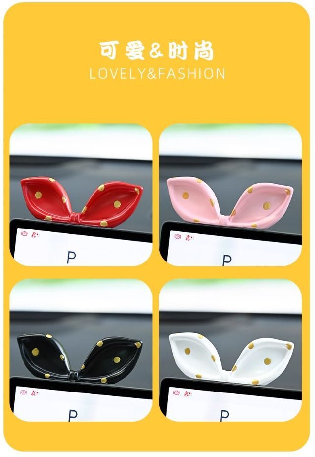 Cute Bow Car Interior Decoration Ornaments Internet Celebrity Car Center Console Car Screen Creative Decorations for Women