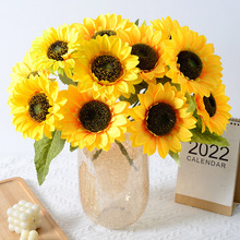 仿真花向日葵假花装饰盆栽花艺客厅餐桌茶几娟花摆设塑料花束摆件