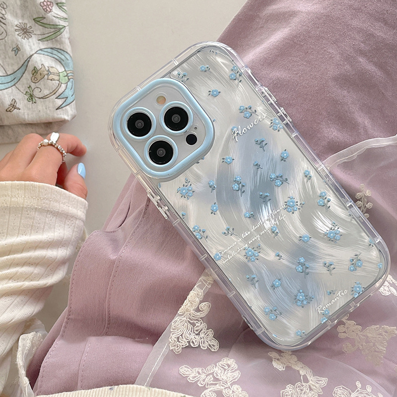 フレッシュな小さな花はリンゴ16promax携帯ケースiphone15plus羽糸クリーム14/13女を適用している