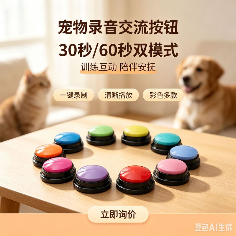 Cross-Border 30-Second Pet Recording Button, Talking Button, Universal Training and Communication Button for Cats and Dogs, Direct Supply from E-Commerce Sources Cross-Border 30-Second Pet Recording Button, Talking Button, Universal Training and Communication Button for Cats and Dogs, Direct Supply from E-Commerce Sources