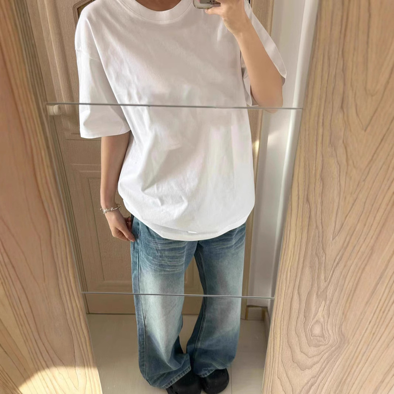 260g Heavyweight Pure Cotton White Short-Sleeved New Long-Sleeved T-Shirt for Women 2025 Spring and Summer Loose Inner Layering Shirt Top 260g Heavyweight Pure Cotton White Short-Sleeved New Long-Sleeved T-Shirt for Women 2025 Spring and Summer Loose Inner Layering Shirt Top