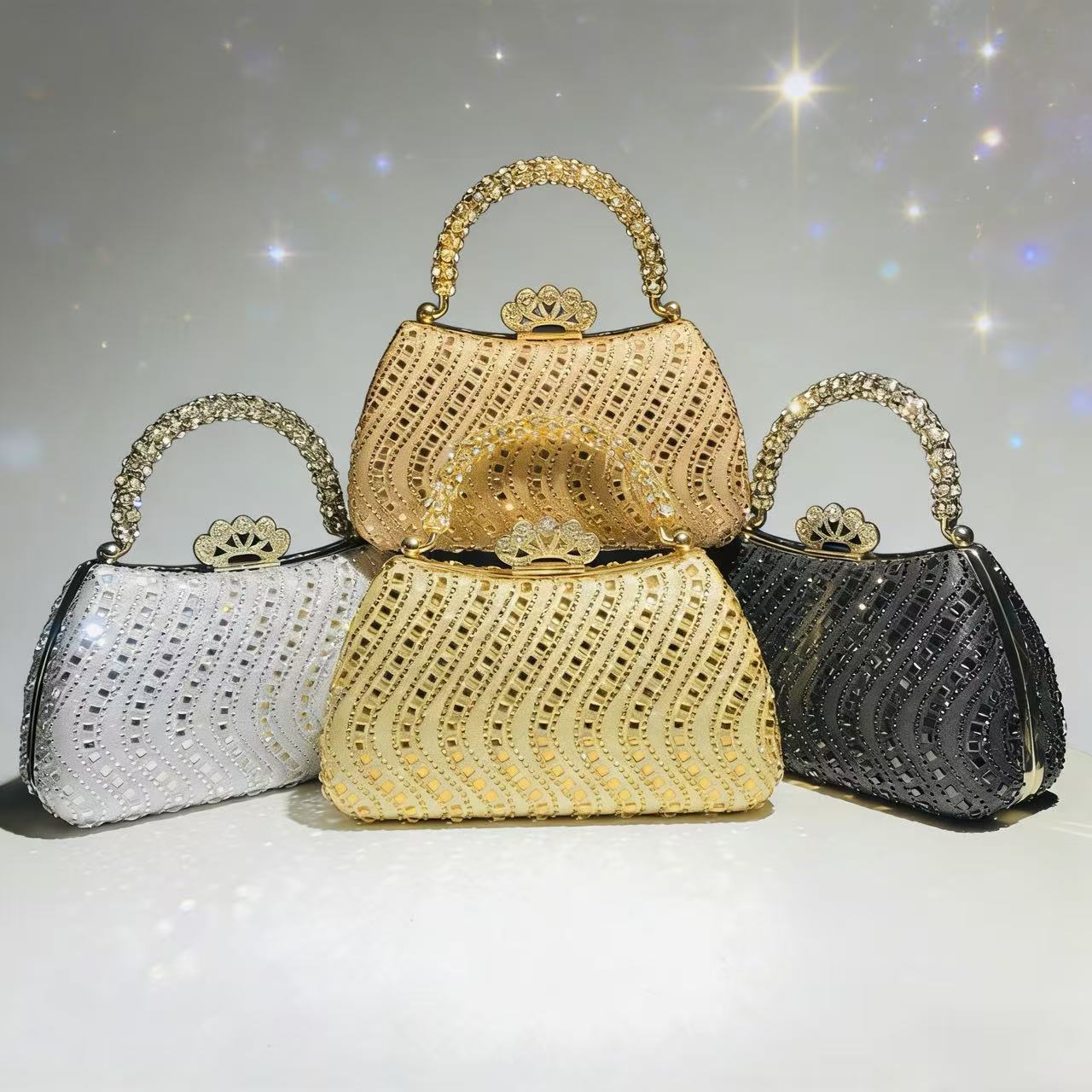 Elegante Handtasche im europäischen und amerikanischen Stil mit Strasssteinen, perfekt für Abendkleider und elegante Abendgarderobe._voghion.com