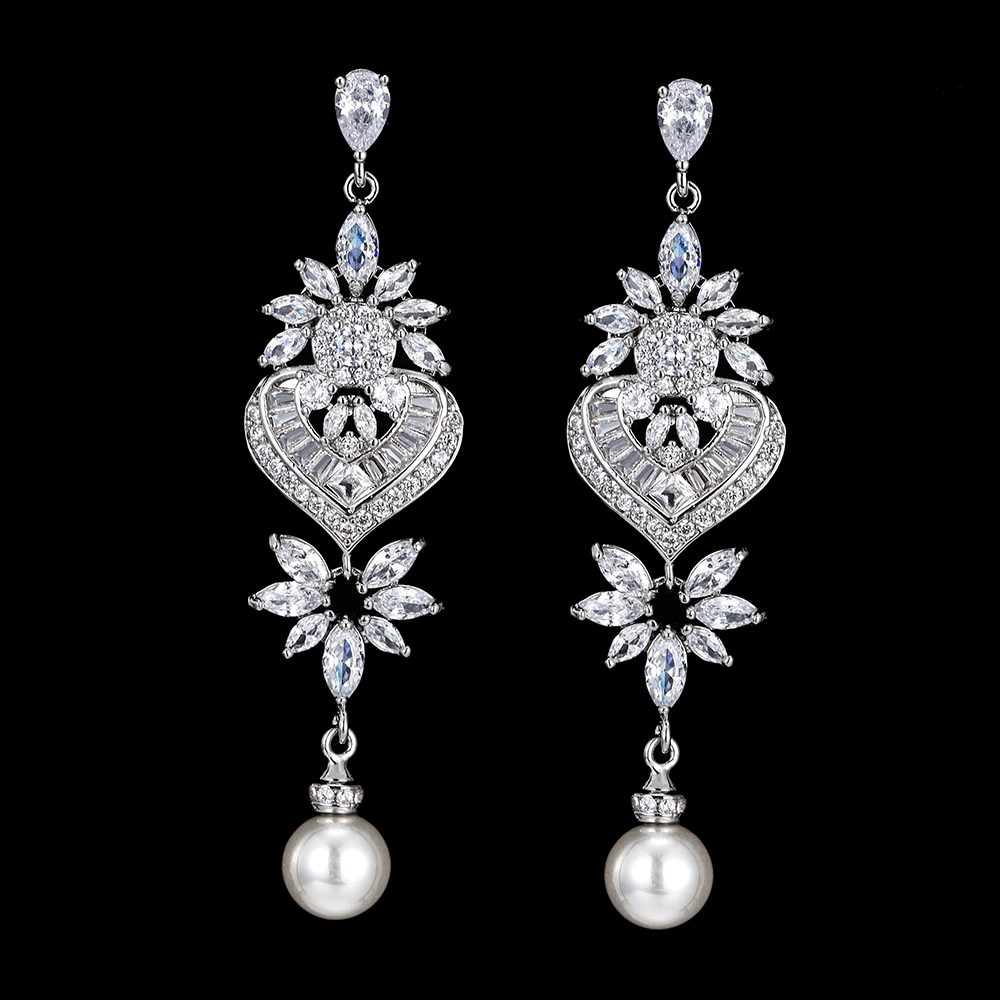 Fashionable trend elegant geometric long stone inlay with zircon