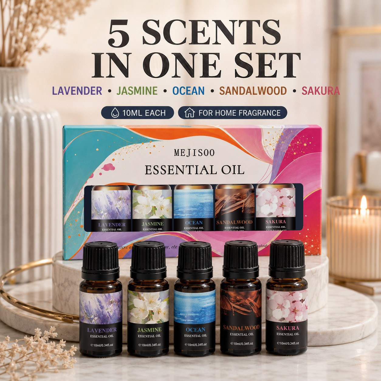 Set de Aceites Esenciales para Aromaterapia de 12 Piezas Soluble en Agua