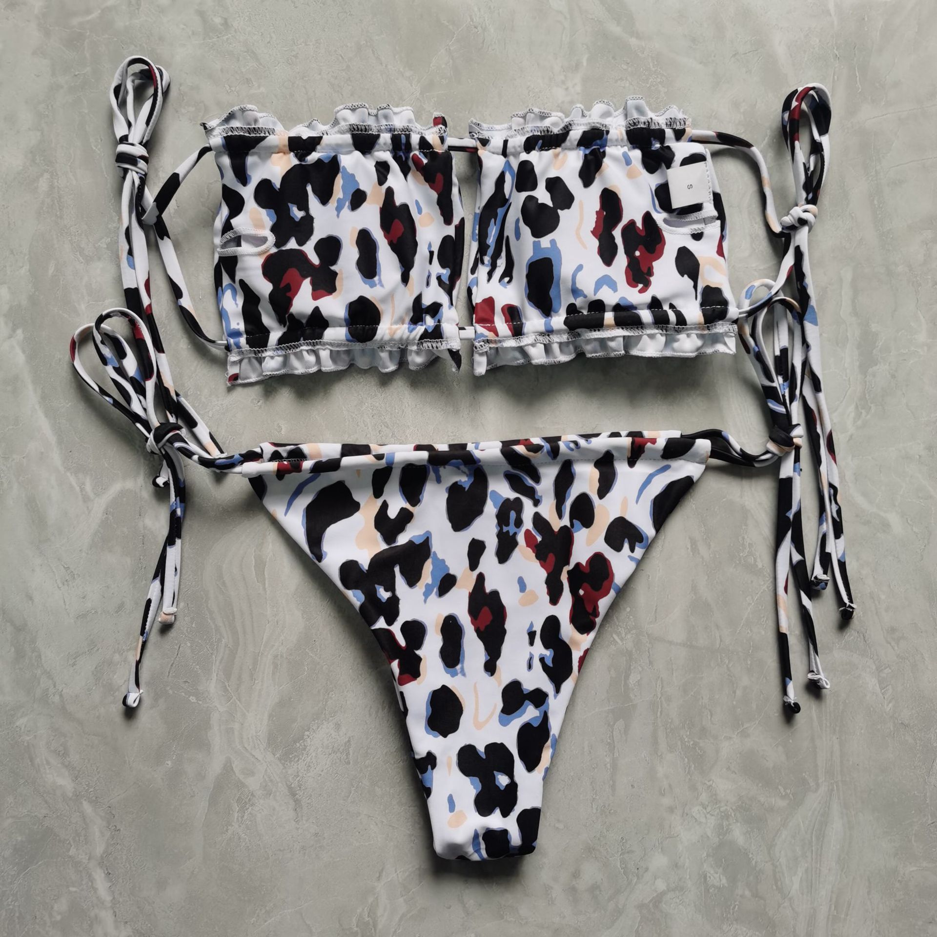 Stretchy Elasticity 2 Piece Set Quantity Fitness Occasion Women's Ditsy Floral Solid Color Leopard 2 Piece Set Bikinis