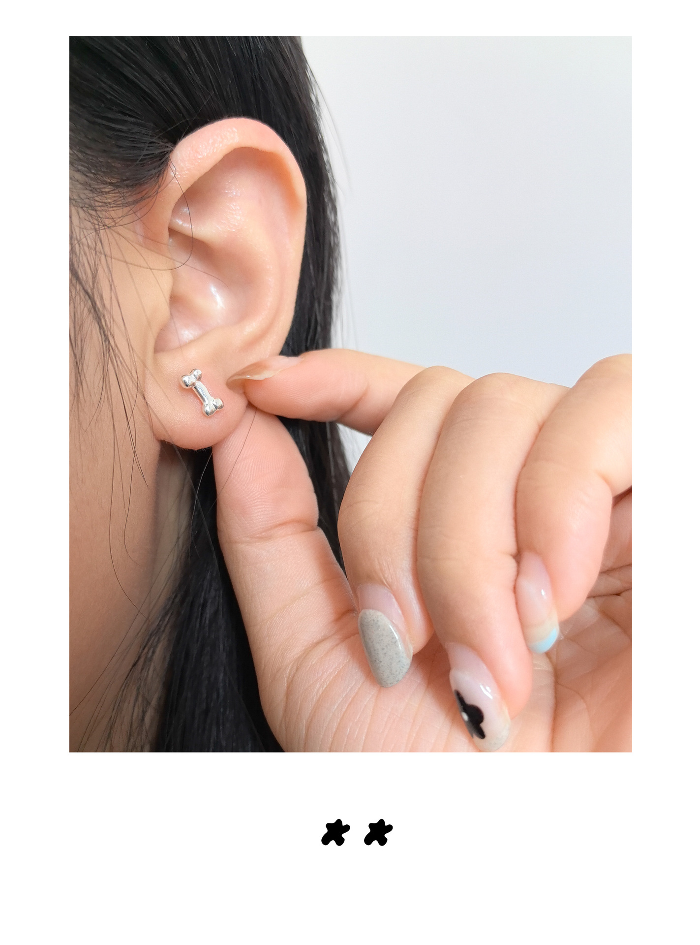 Plating Design 1 Pair 925 Sterling Silver Solid Color Ear Studs